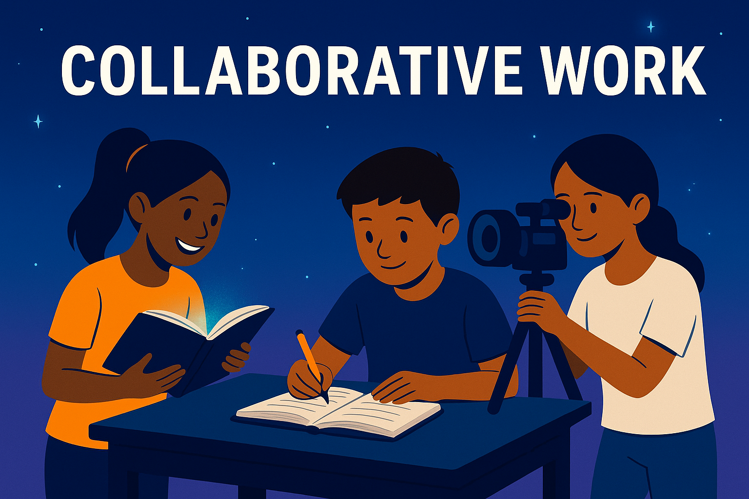 Children engaged in creative literacy activities