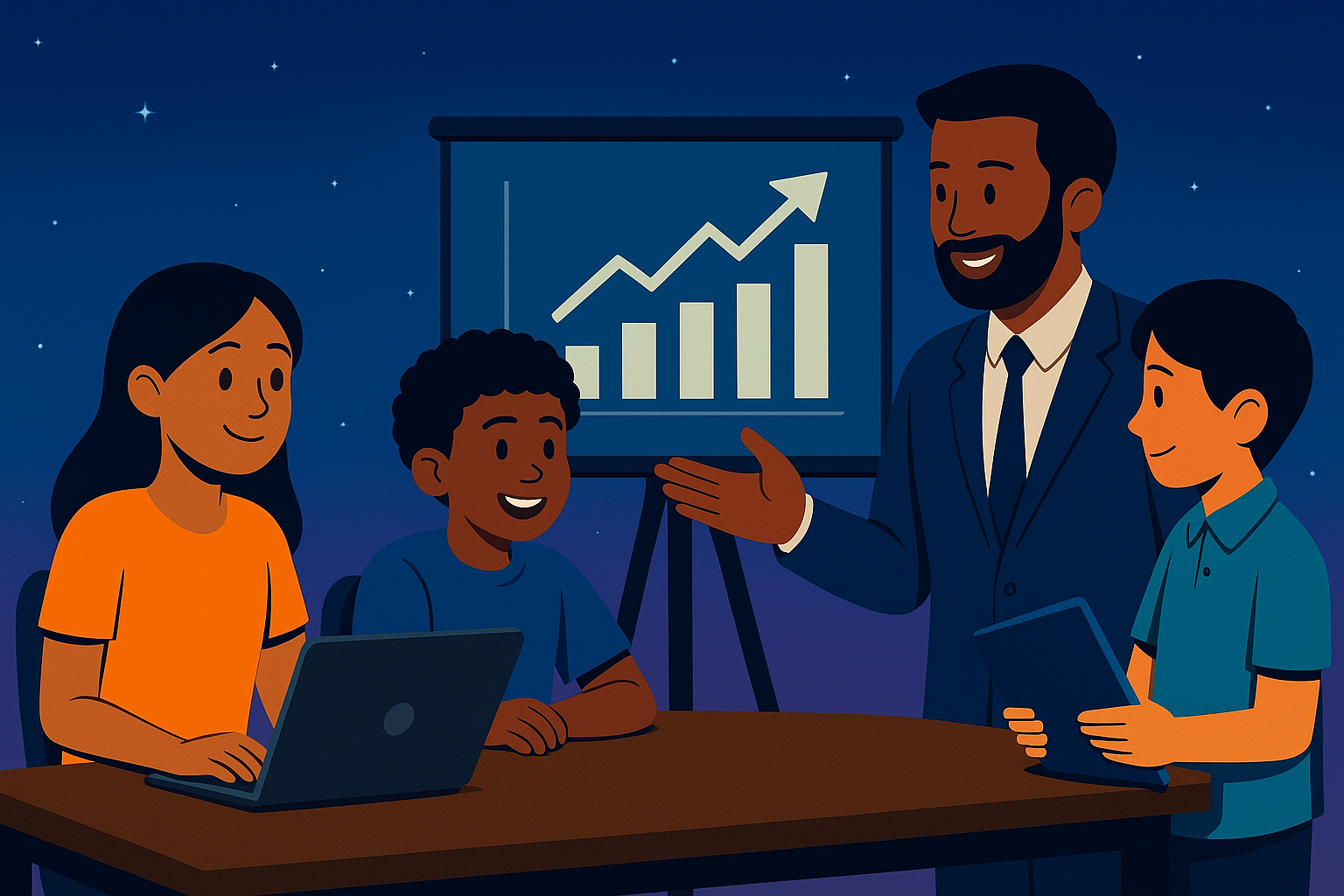 Kids with business mentors